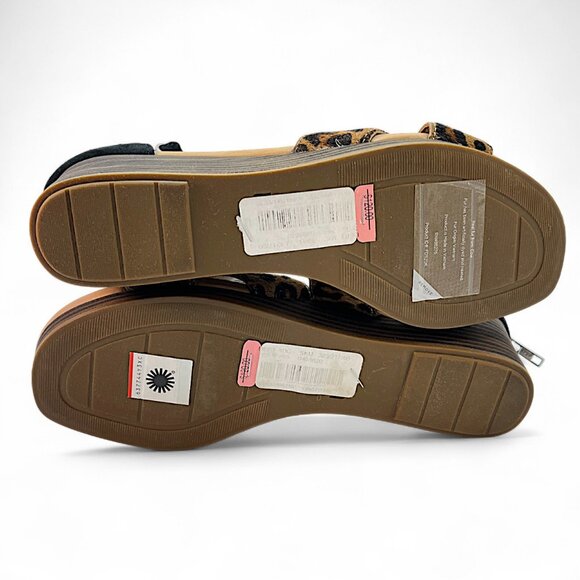 UGG Eugenia Leopard Print Womens Ankle Strap Wedge Sandals Black & Brown Size 10 - Picture 8 of 9